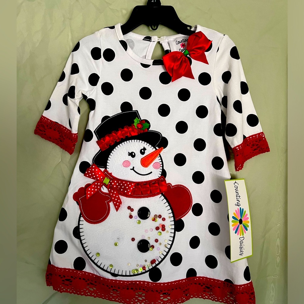 NWT Counting Daisies Snowman Dress 2T